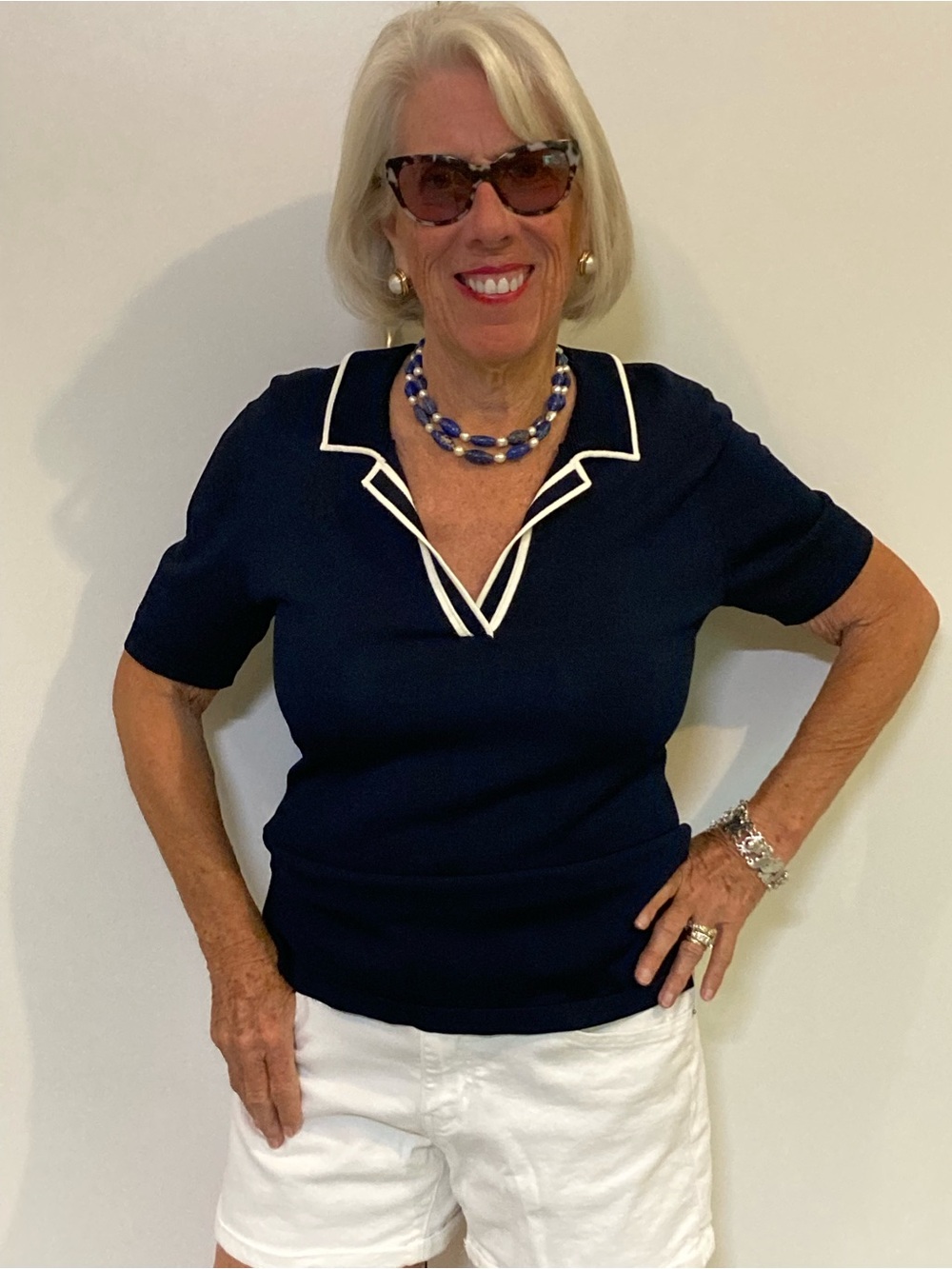 Tory Burch Sport Nautical Fine Knit Top NWOT L
